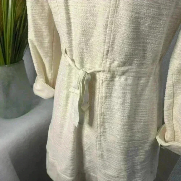 Anthropologie Saturday Sunday Quinn Jacket Full-Zip Tie Back Cream Size S - Picture 8 of 13